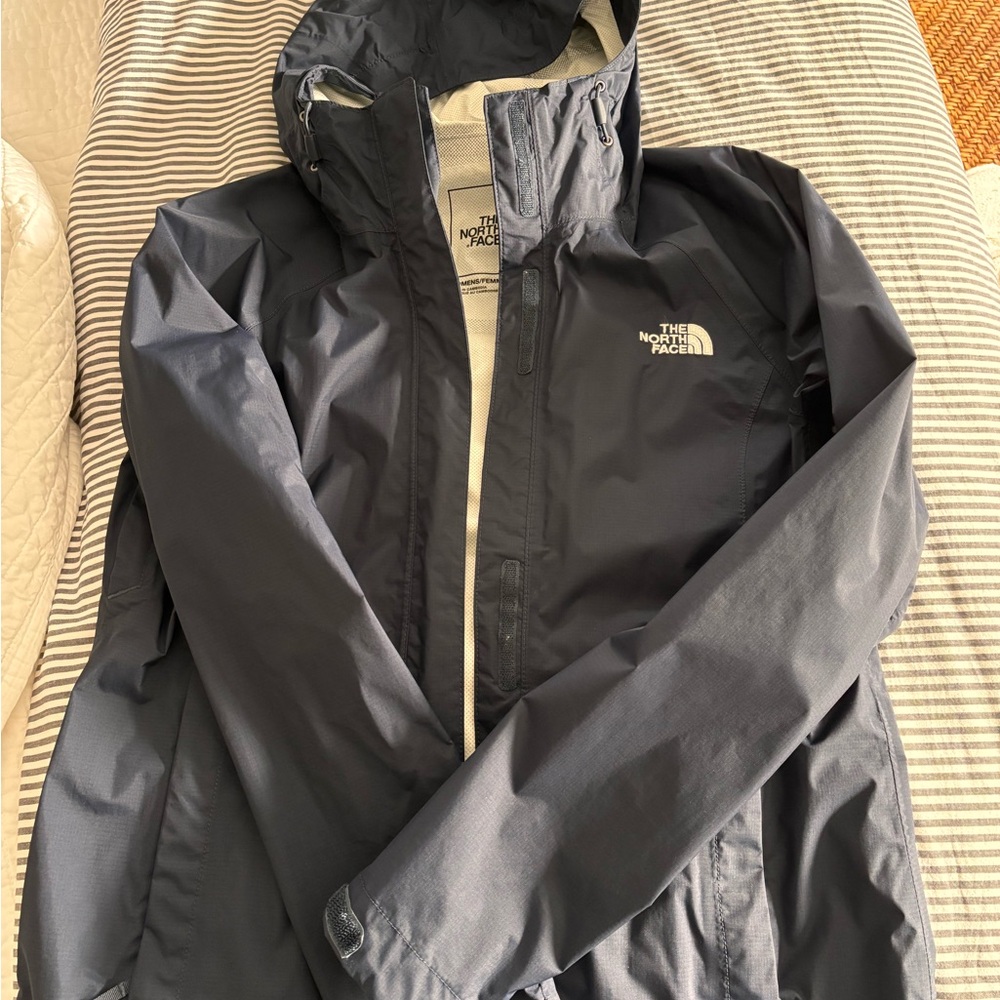 The North Face womens Navy Hooded Rain Jacket